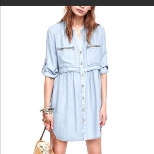Zara Blue Denim Dress with beaded pocket z1975